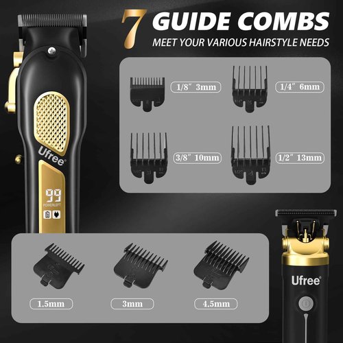 Ufree 3-Speed Electric Shavers for Bald Men, Close Shave Head Shavers with Double Foil, Professional Clippers and Trimmers Set, Cordless Clippers for Hair Cutting