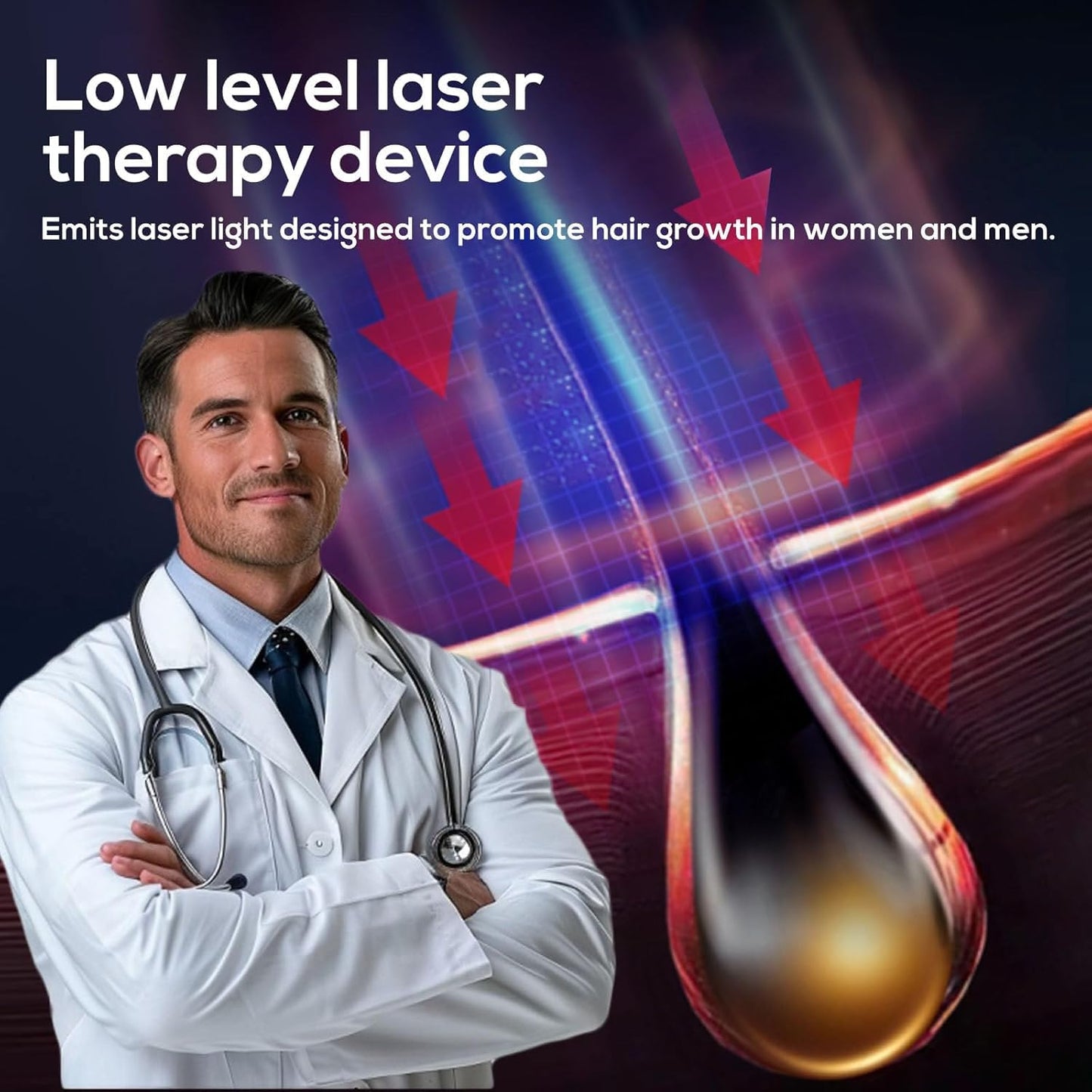 Laser Therapy Hair Growth Comb,Model: Lasercomb-001, Promote Hair Growth in Women and Men,Laser Comb is a Hand-Held Comb-Shaped Low Level Laser Therapy Device