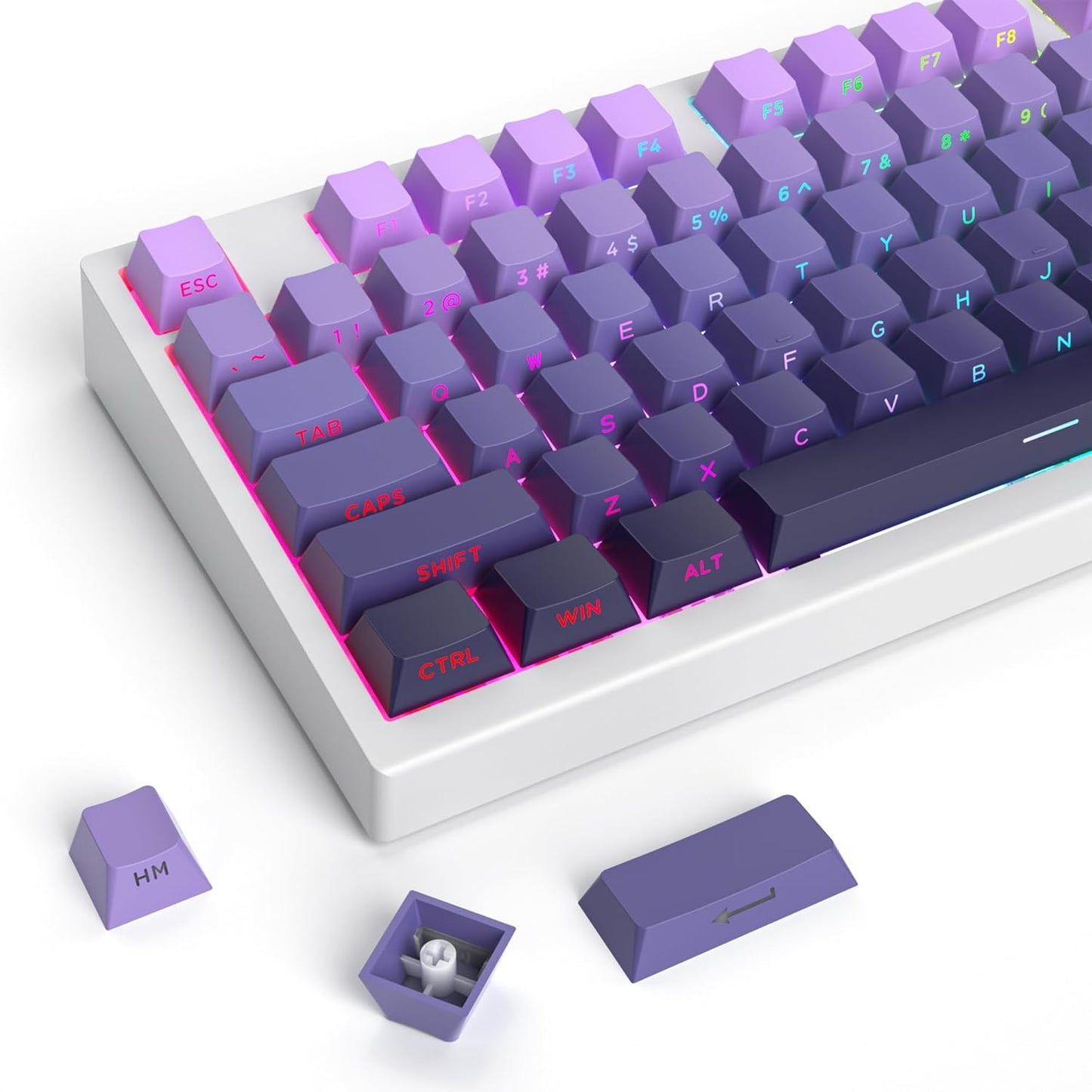129 Keys PBT Keycaps Dye-Sublimation Keycap XDA Profile Custom Keycaps Anime Keycap Set for 60% 75% 100% MX Switches Mechanical Gaming Keyboard(Peach Cat)