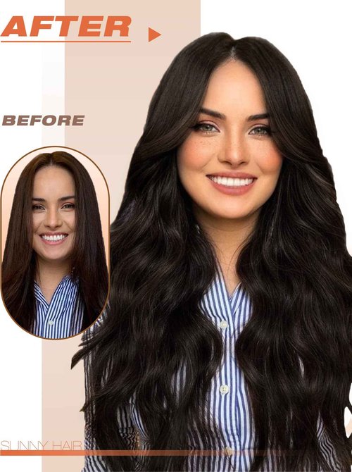 Sunny Hair Tape in Hair Extensions Real Human Hair Invisible Remy Hair Extensions Tape ins for Women Darkest Brown 24 inch 20Pcs 50G