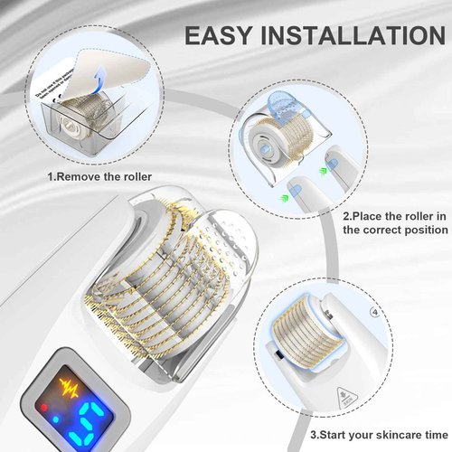 CLETINA Bioroller G5 Derma Roller Microneedle Roller 0.25mm Micro Needling 540 Titanium Microneedling Skincare Tools for Man & Women