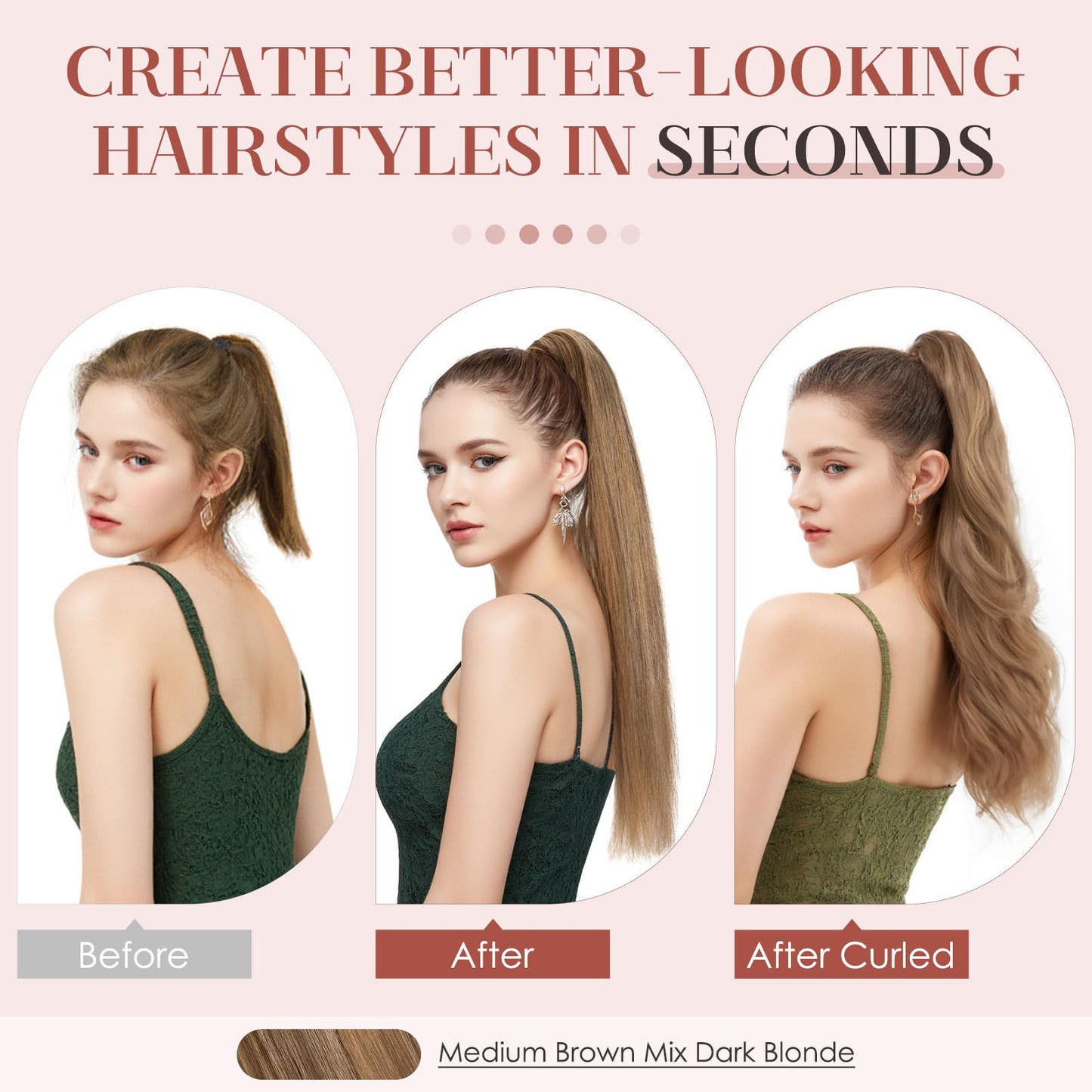 Human Hair Claw Clip Ponytail, Claw Clip Human Hair Ponytail,Effortless Application with Secure Hold,Style in Seconds,Quick Styling Solutions for Busy Lives 16"/109g Medium Brown Mix Dark Blonde