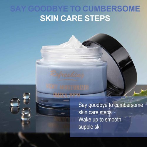 SKSOYT Midnight Recovery Omega Botanical Night Cream, Anti-Wrinkle Face Moisturizer with Omega 3, Omega 6, Vitamin C & Hyaluronic Acid, Plumps & Replenishes Skin Barrier – 1.7 fl oz