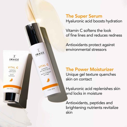 IMAGE Skincare VITAL C Super Duo, Hydrating Water Burst & Anti-Aging Face Serum, Skincare Kit with Vitamin C & Hyaluronic Acid to Refresh & Smooth Skin