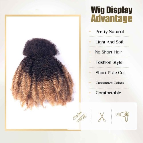 Afro Kinky Bulk Human Hair, 4C, 50g/pack, Braiding Hair for Mini Twists and Sister Locs (#1b/27 18inch)