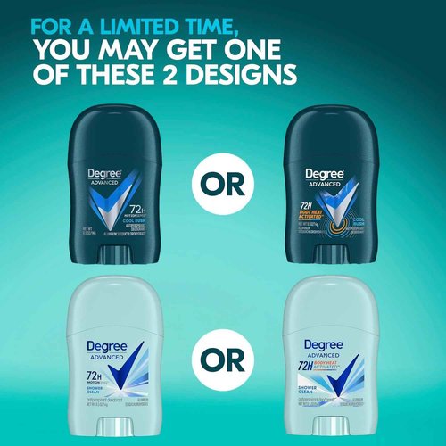 Degree Travel Deodorant Variety 72-Pack (36 Cool Rush + 36 Shower Clean) – 72H Body Heat Activated Mini Antiperspirant, 0.5 Oz Ea