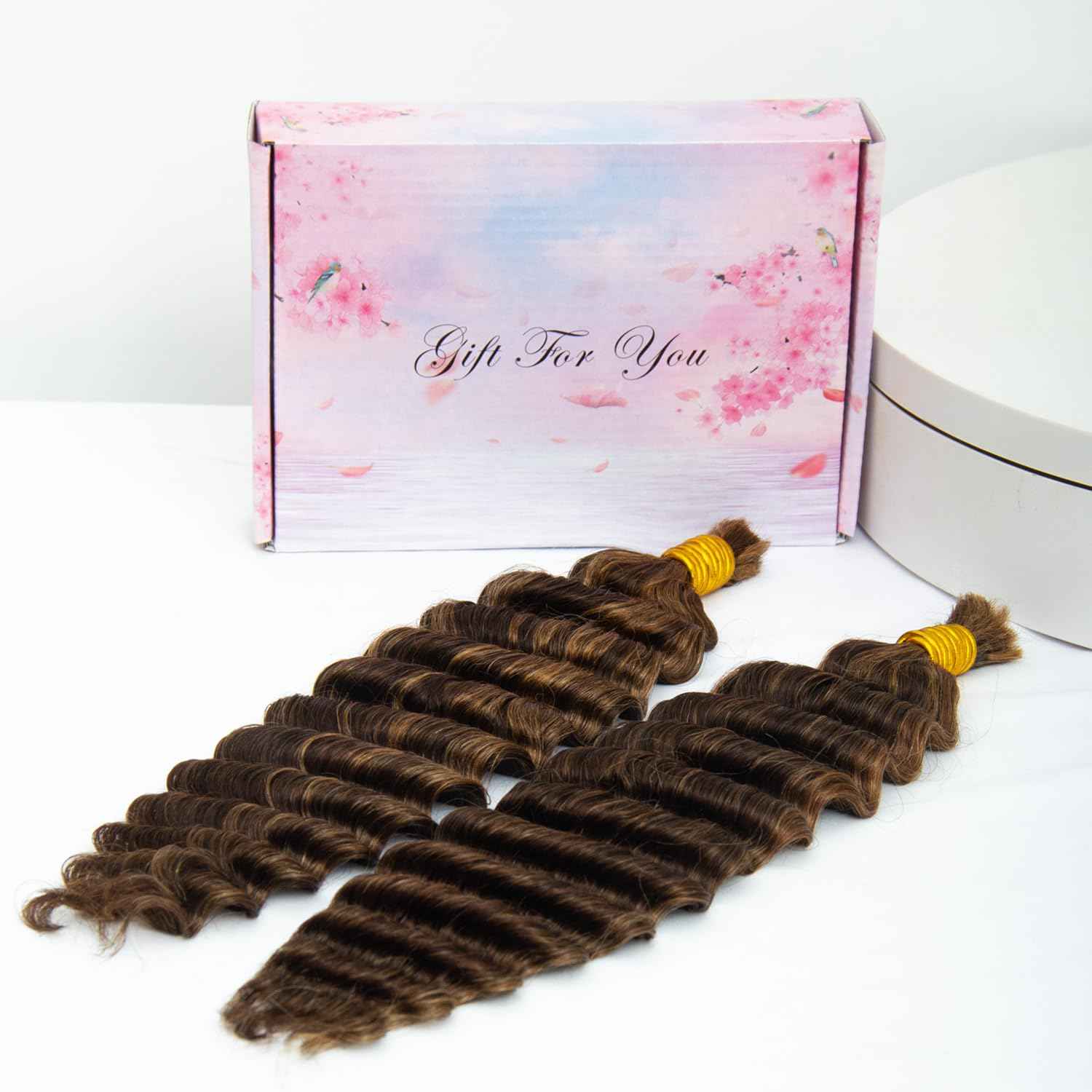 KRN 4/27 Braiding Hair Deep Wave Bulk Human Braiding Hair 2 Bundles/Pack 100g Curly Hair for Boho Braids 12A Salt And Pepper Braiding Human Hair No Weft Wet and Wavy Braiding Hair Extensions 24 Inch