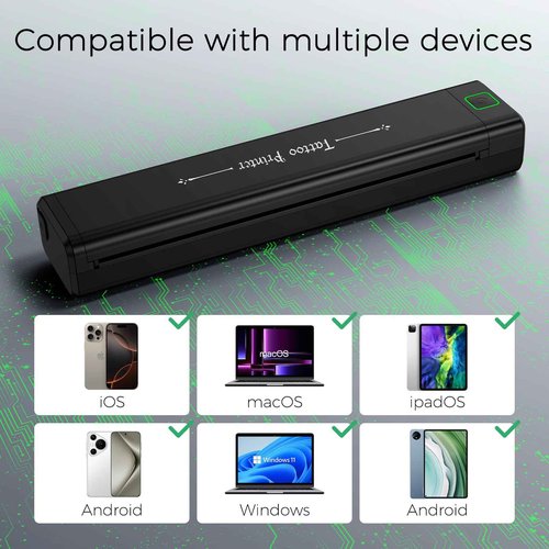 NEWYES Tattoo Stencil Printer Wireless Portable Tattoo Printer Kit Thermal Tattoo Machine for Tattoo Artists & Beginners, Matte Effect Clear Printing, Compatible with Mobile Phone, Pad, PC