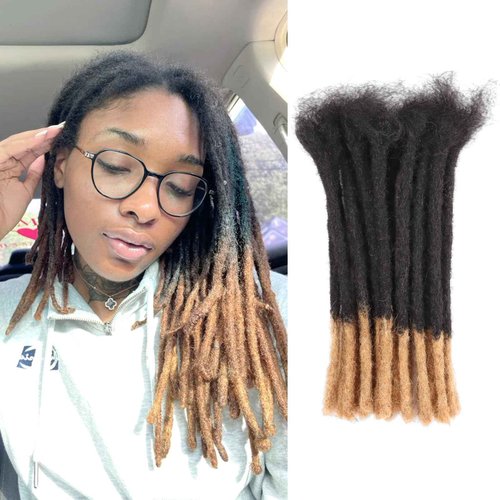Viovian 0.6cm Locs Extensions Human Hair 10 Inch 30 Strands Ombre Dread Extensions Human Hair Dreadlock Extensions for Men Human Dreads Extensions Color 1b/27