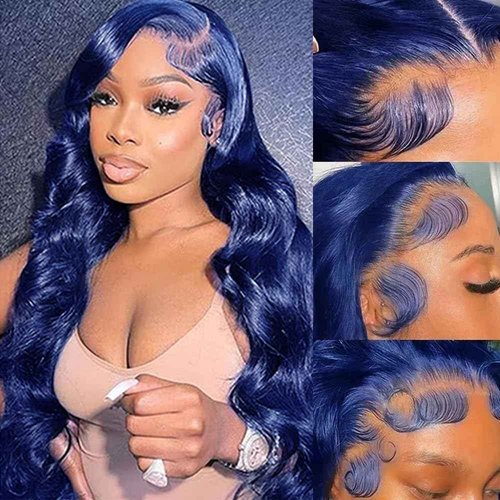 Dark Blue Lace Front Wigs Human Hair Body Wave 26 Inch 13x4 HD Royal Blue Lace Front Wig Human Hair Wear and Go Glueless Wig Pre Plucked With Babyhair Colored Hd Lace Frontal Wigs For Black Women