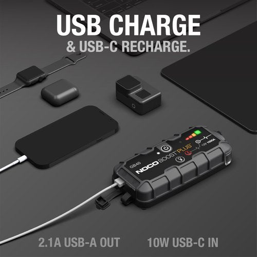 NOCO Boost GB40: 1000A UltraSafe Jump Starter – 12V Lithium Battery Booster Pack, Portable Jump Box, Power Bank & Jumper Cables - for 6.0L Gas and 3.0L Diesel Engines
