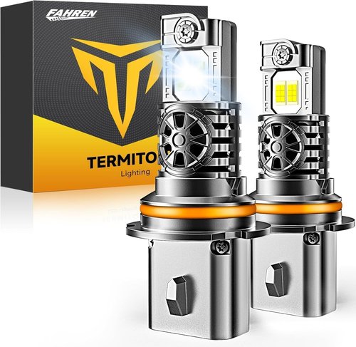 Termitor Upgraded 9007/HB5 Bulbs, 60,000LM 12X Ultra Brightness, 6500K Cool White,1:1 Mini Halogen Size, 9007 Light Conversion Kits with Cooling Fan, Plug and Play, Pack of 2
