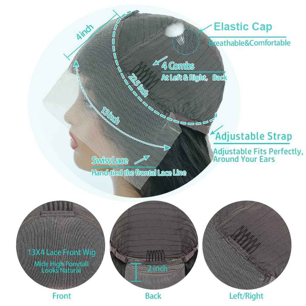 26Inch Deep Wave Lace Front Wigs Human Hair-13x4 HD Transparent Deep Wave Frontal Wigs Glueless Curly Wigs for Women 200% Density Curly Lace Front Wigs Human Hair Pre Plucked with Baby Hair