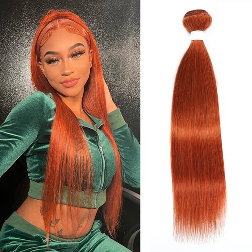REMY Brazilian #350 Burnt Orange Color Bundle Long Straight Hair 100% Human Virgin Unprocessed Double Weft Weave (24 Inch)