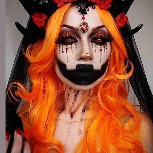 Orange Wigs for Women Handmade Lace Front Wig Red Orange Curly Hair Wig Long Wavy Side Part Yellow Ombre Natural Hairline Glueless Synthetic Heat Resistant Hair Cosplay Makeup Drag Queen Wig 24Inch