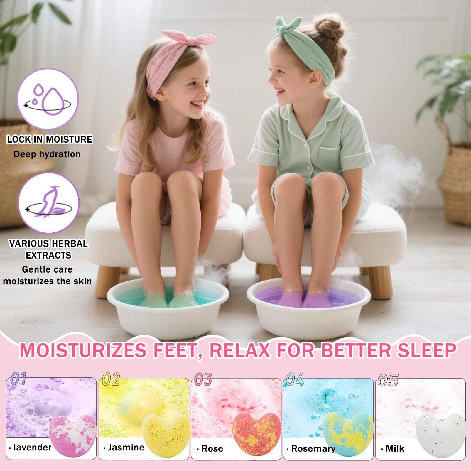 100 PCS Spa Party Supplies for Girls & Women, Facial Masks-Hand Cream-Lip Balm-Bath Bomb-Eye Mask-Compressed Towel-Hair Ties-Lip Brush-Organza Bag-Greeting Card, Sleepover Party Supplies for Girls