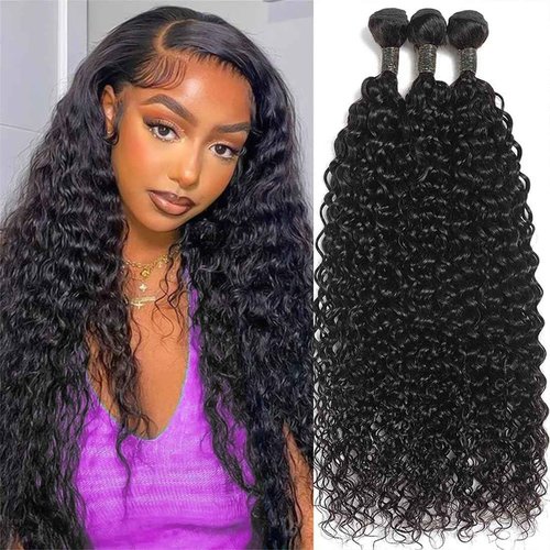 ZHENLISI Water Wave Human Hair Bundle 10A Virgin Hair Water Wave 3 Bundles Human Hair Brazilian Hair Weft Natural Color 26 28 30 inch