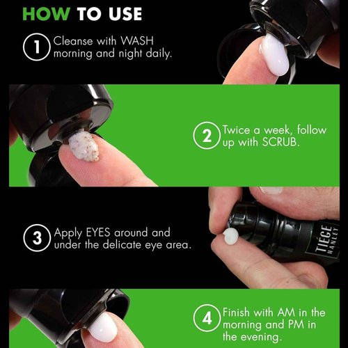 Tiege Hanley Skin Care Gift Box for Men, Gold Gifting Skincare Set With Face Wash, Exfoliating Scrub, AM & PM Moisturizer, Eye Cream, Lip Balm, & Anti Chafing Powder, Men’s Skin Care, 8 Piece Set