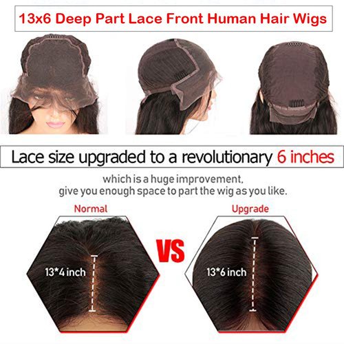 Dreambeauty 300% Density 13x6” Transparent Lace Front Human Hair Wigs Water Wave Brazilian Remy Human Hair 6 Inch Deep Part Lace Front Wig with Baby Hair for Women (16 Inch)