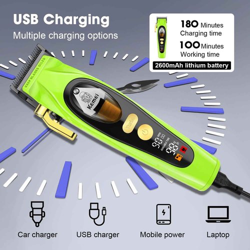 KEMEI Professional Hair Clipper for Men, Rechargeable Barber Clipper, Cordless Electric Hair Clipper and Trimmer, Haircut Clipper, Gift for Men