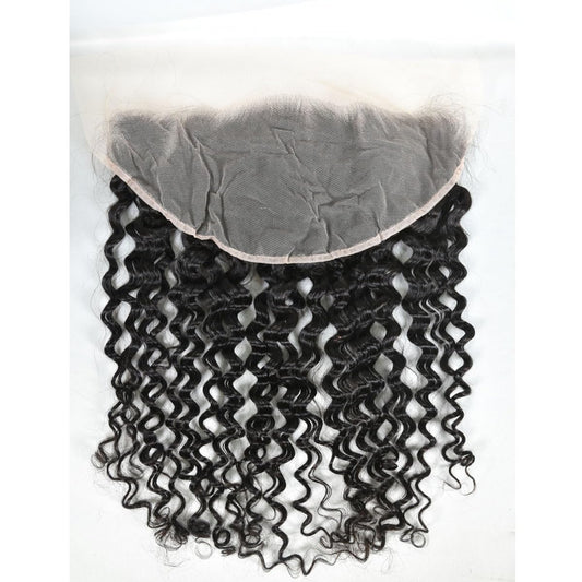 13x6 Lace Frontal Transparent Lace 100% Unprocessed Brazilian Virgin Human Hair Lace Closure Pre Plucked with Baby Hair Natural Black Color (13x6,Water Wave, 20 Inch)