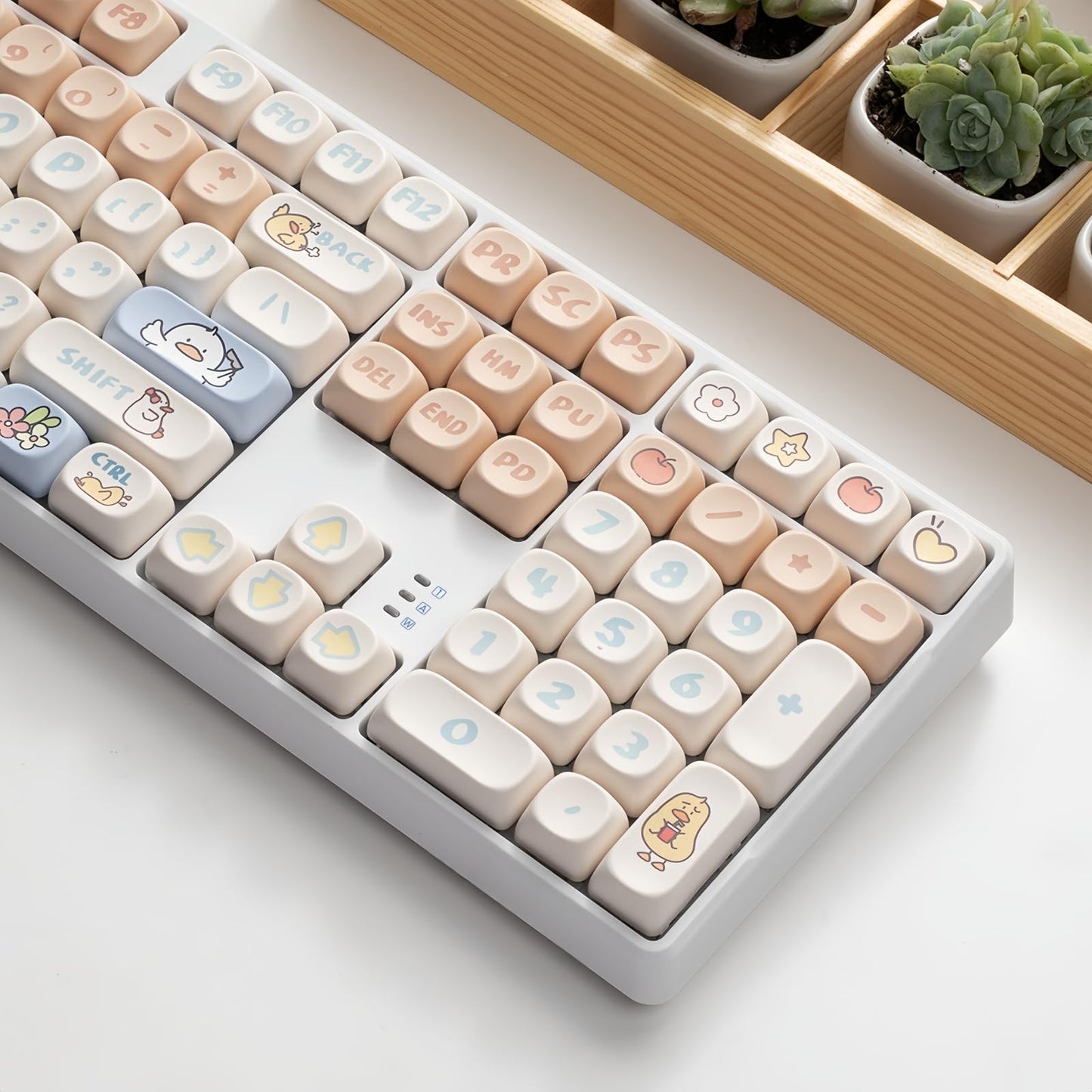 ZMX Cute Duck Keyboard Keycaps,MOA Profile 139 Keys Custom Keycaps Set Thick PBT Dye Sublimation Kawaii Round Key Cap for Cherry MX Switch 75% 60% 100-Percent Mechanical Gaming Keyboard