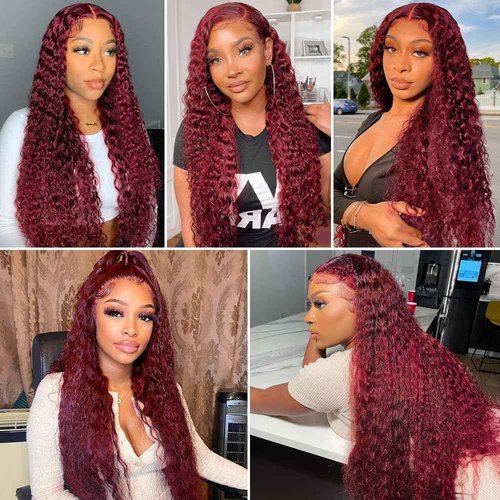 Condescension Bundles Human Hair 24 26 28 inch Burgundy 99J Deep Wave Human Hair Bundles Wine Red Burgundy Unprocessed Quick Weave for Black Women
