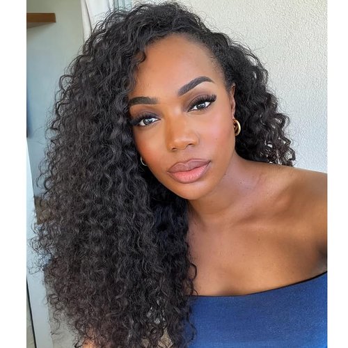 Bling Hair Princess 16 Inch Deep Wave Lace Front Wigs Human Hair 200 Density 13x6 HD Transparent Lace Deep Curly Lace Frontal Wigs Natural Black Curly Human Hair Wig Pre Plucked