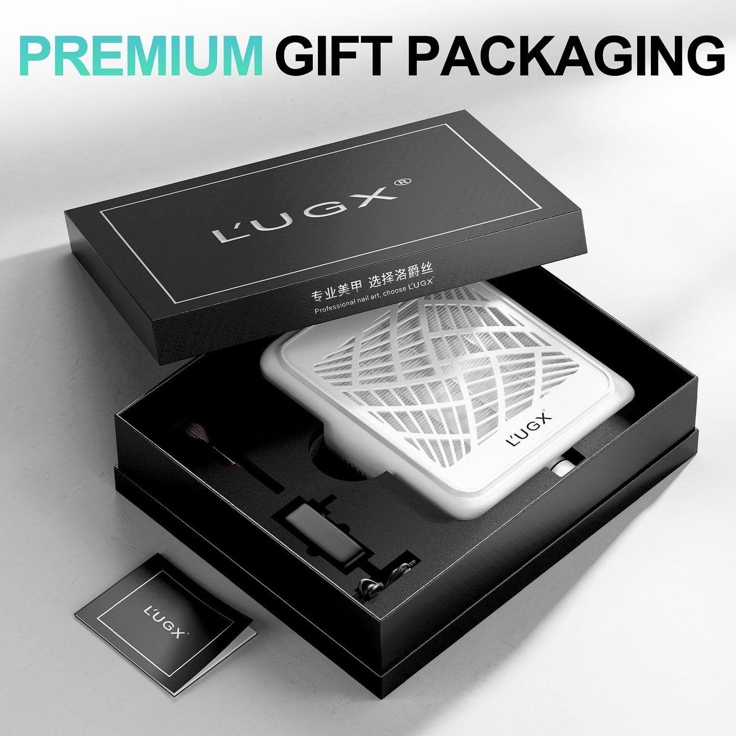 L'UGX Professional Nail Dust Collector, 6200RPM Nail Vacuum Dust Collector Nail Tech Fan Extractor Powerful Suction Machine for Acrylic Nail Polishing, Perfect for Home Salon Use