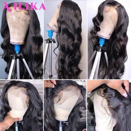 AILIKA 30 Inch13*4 HD Transparent Lace Front Wig Body Wave Human Hair Pre Plucked 180 Density With Baby Hair Natural Hairline Wig For Black Women.