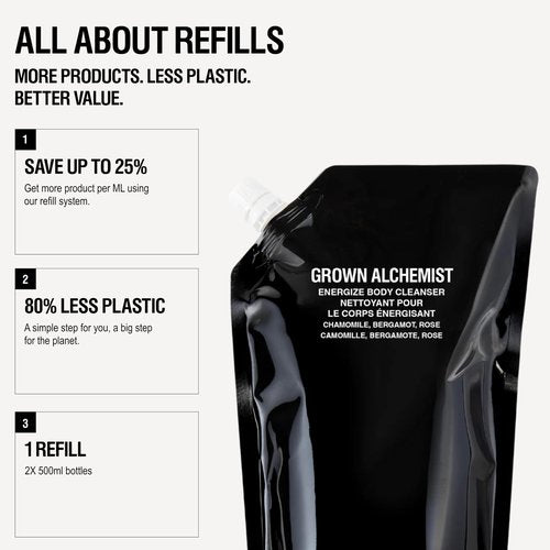 Grown Alchemist Invigorate Hand Wash Bundle: Sweet Orange, Cedarwood, Sage. Hand Soap to Soothe, (Pump 300mL + Refill 1L).