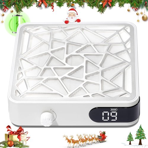 CHRISTINE SHELLY Nail Dust Collector, Cordless Dust Collector Nail Tech, Powerful Vacuum Fan Vent Dust Collector Extractor Dust Suction Machine for Acrylic Nails Polishing, Nail Salon&Home, White