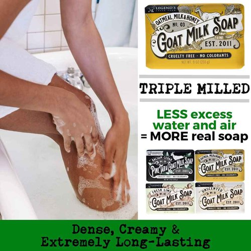 Legend's Creek Farm Goat Milk Soap - Triple Milled Moisturizing Bar for Hands and Body - 9 Oz Creamy Lather, Nourishing, Natural Soap for Sensitive Skin (Assorted Bundle)