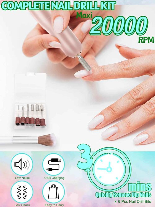 50 Color Dip Powder Nail Kit with Electric Nail Drill Base & Top Coat/Activator Liquid Nail Art Manicure Salon DIY for Daily at Home Party Gifts for Women