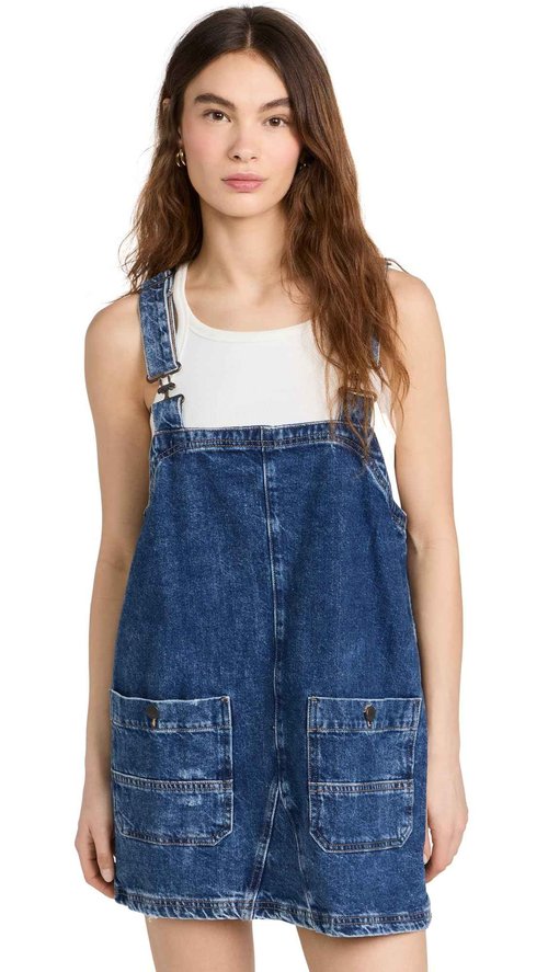 Free People Women's Overall Smock Mini, Sapphire Wash