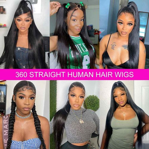 Ossilee 18 Inch 200% Density Invisi-Strap Hidden-Strap Transparent-Strap Snug Fit 360 Lace Front Wigs Human Hair Wigs for Black Women Straight HD Lace Front Wigs Human Hair Pre Plucked Pre Bleached