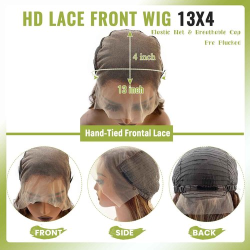Valiilo Ombre Lace Front Wigs Human Hair 13x4 Highlight 4/27 Body Wave Wig Pre Plucked Honey Brown Blonde Wig Human Hair with Free Part 180% Density Glueless Colored Wig for Women 22 Inch