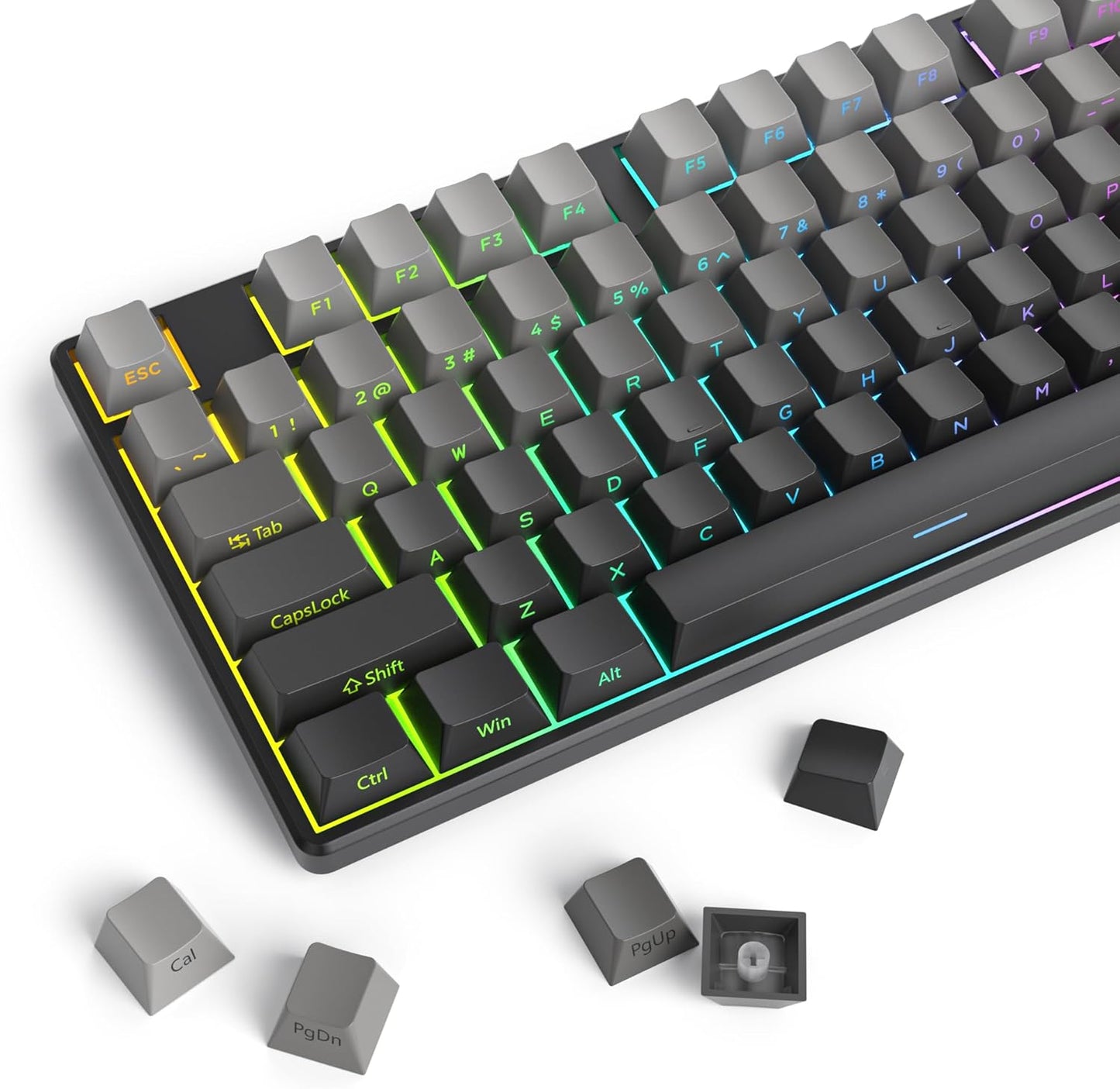 140 Keys Gradient Keycaps Side Printed Keycap Set Cherry Profile PBT Keycaps Double Shot Shine Through Custom Keycaps for Mechanical Gaming Keyboards(Minutest Dust)