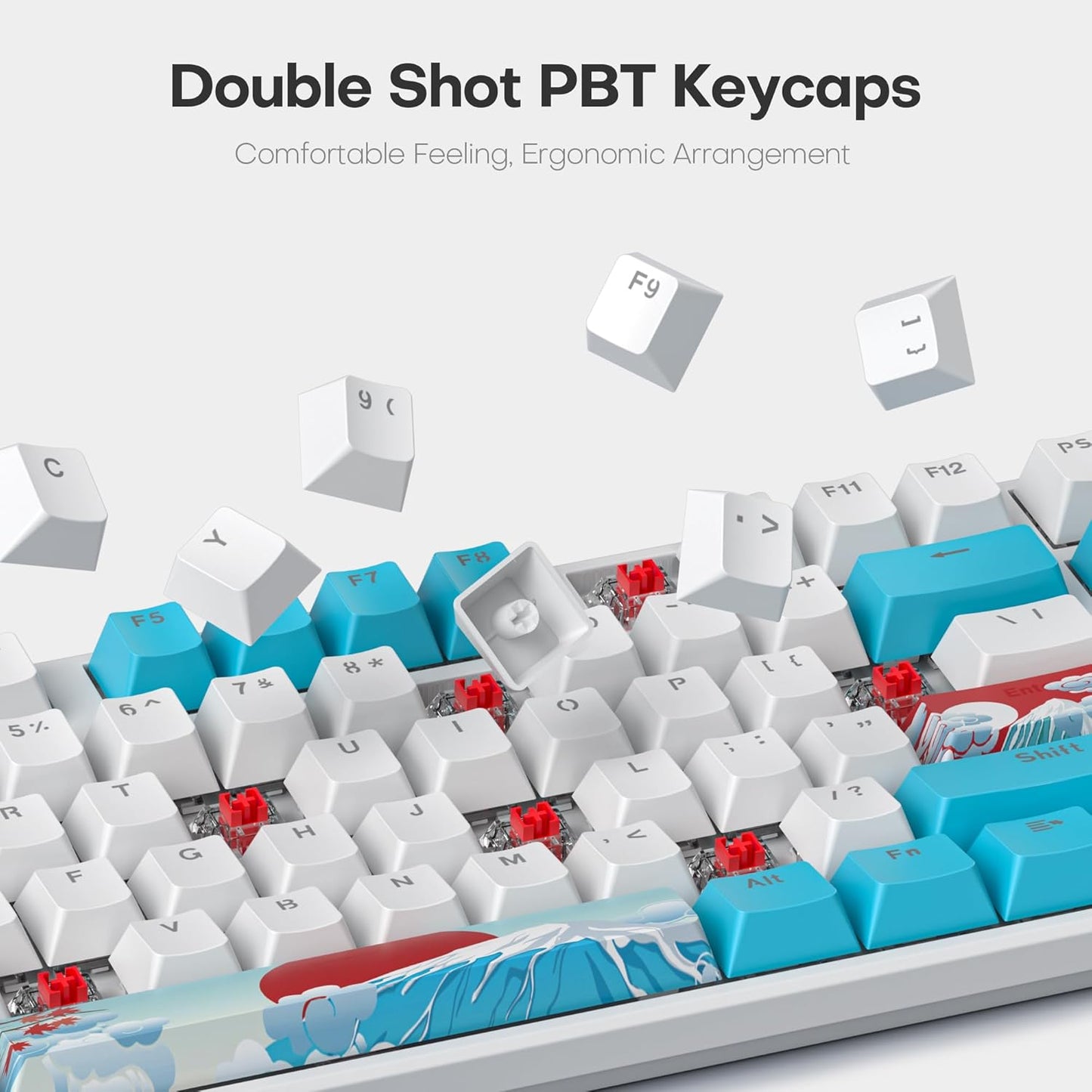 133 Keys PBT Keycap XDA Profile Keycaps Dye-Sublimation Custom Keycaps for MX Switches 60% 75% 100% Mechanical Gaming Keyboards(Caramel Bear)