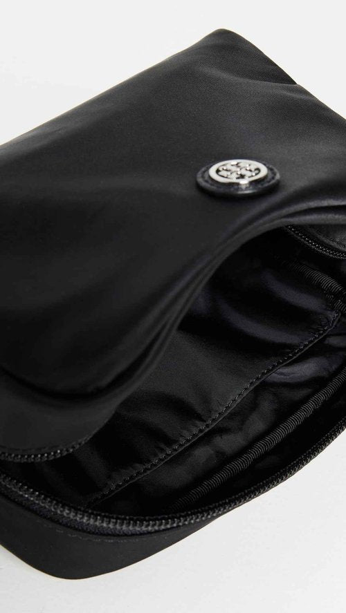 Tory Burch Women's Curved Cosmetic Case, Black, One Size