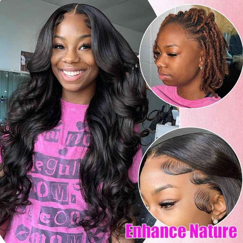 Erqq 30 inch Human Hair Wig 13x6 Body Wave Lace Front Wigs Human Hair 200 Density HD Lace Frontal Glueless Wigs Pre Plucked with Baby Hair Brazilian Virgin Hair Natural Color