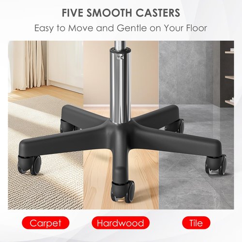 CLORIS Saddle Rolling Stool Hold up to 400 LBS Height Adjustable Swivel Chair Nylon Feet with Wheels for Spa, Massage, Salon, Home, Office, Medical, Tatoo, Bar Black