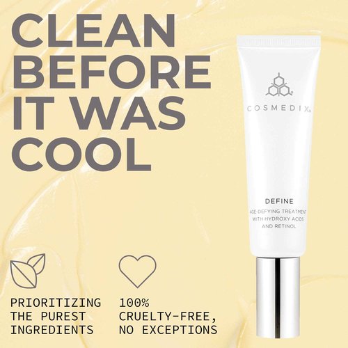 COSMEDIX Define Anti-Aging Face Cream with Hydroxy Acid & Retinol Complex - Age-Defying Facial Moisturizer for Fine Lines, Wrinkles & Uneven Skin - Lightweight PM Facial Treatment for All Skin Type