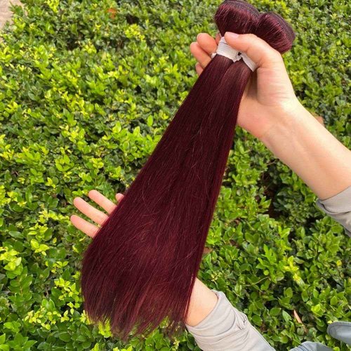REMY HAIR Red Human Hair Bundles 99j Straight 12 14 16 Inch Burgundy Unprocessed Brazilian Virgin Hair 3 Bundles Auburn Double Weft Extension