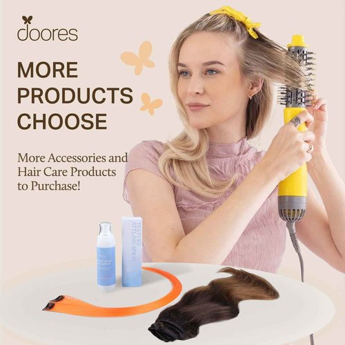 DOORES Seamless Clip-In Hair Extensions, Real Human Hair, Dark Brown to Chestnut Brown, 18 Inch, 7pcs, 110g, Straight, Invisi Edge