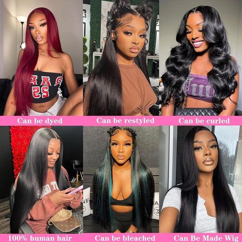 Selina Hair Straight 3 Bundles Human Hair 16 18 20 Inch with 4x4 Lace Closure Human Hair 14 Inch, 100% Unprocessed Brazilian Virgin Hair Extension for Women Natural Black(16 18 20 + 14" Closure)