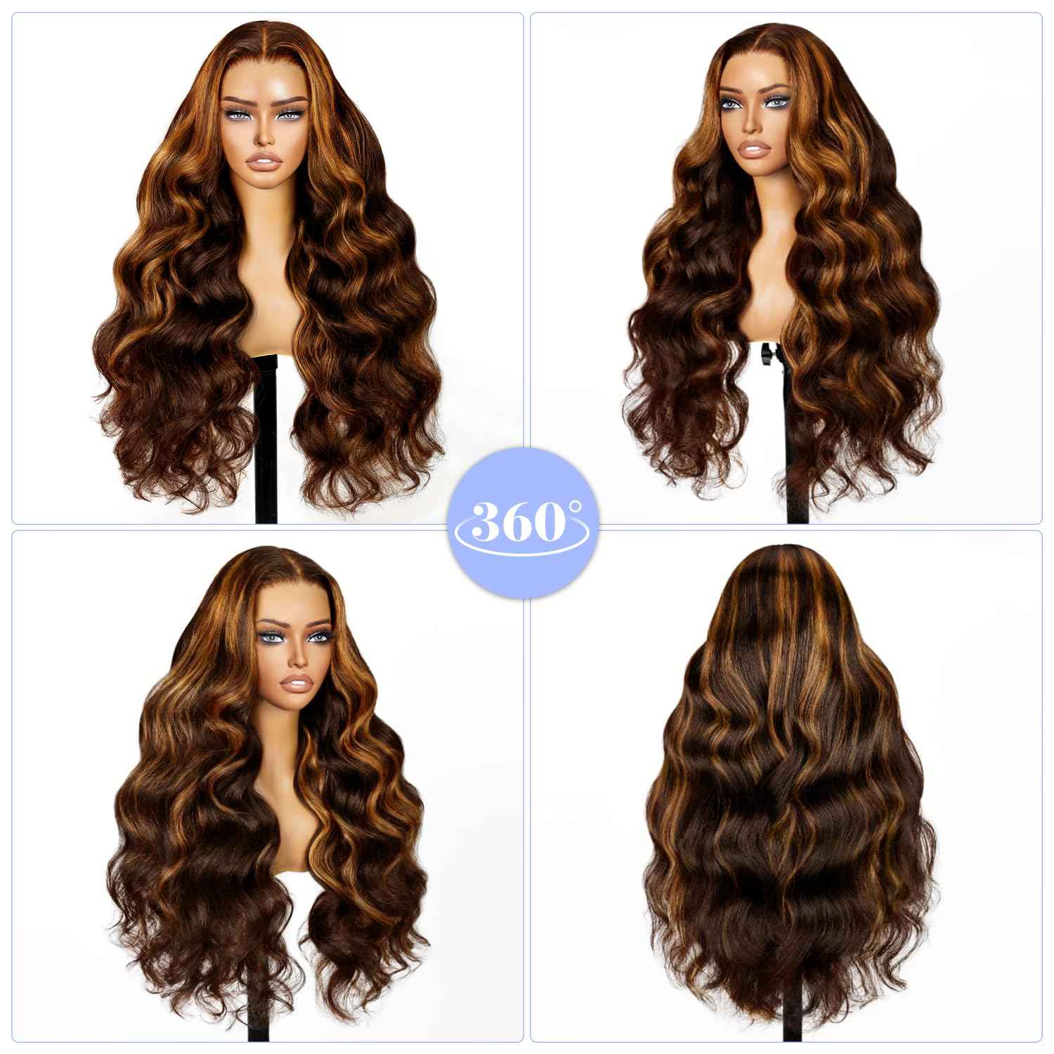 30Inch Honey Blonde Ombre Lace Front Wig Human Hair 13x6 Body Wave HD Lace Frontal Wigs 427 Wigs Human Hair for Women Highlight Wig Pre Plucked With Baby Hair 220% Density