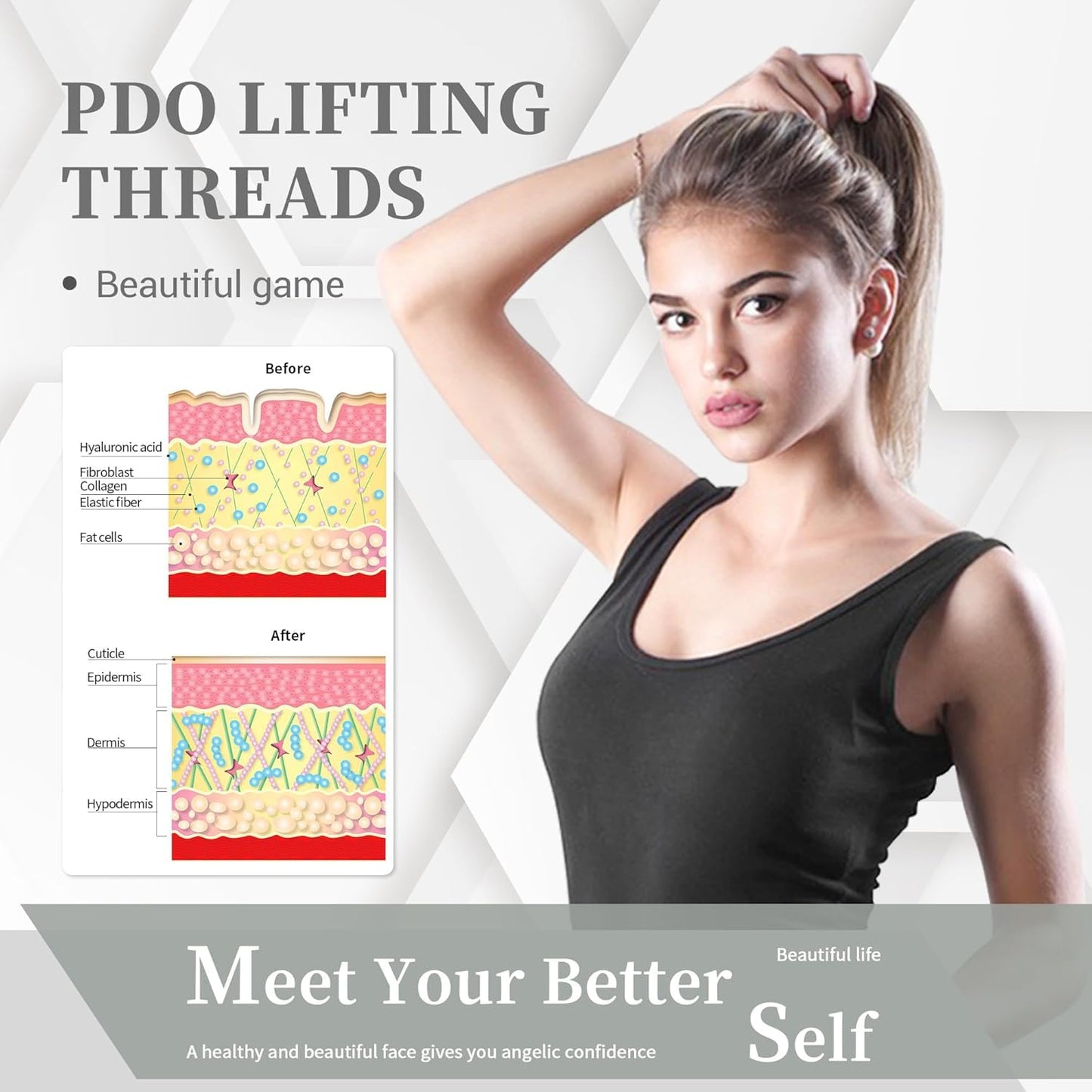 HYPOD PDO Screw Threads, Pdo Threads for Face Lift, Whole Body Protein Threads Lift Face Improve Skin Quality (100PCS-S29G-50mm)