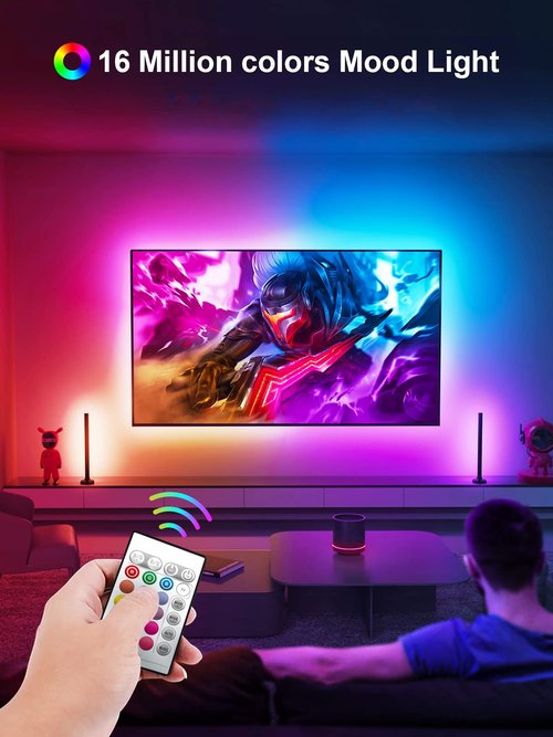 KANTUTOE LED Backlight TV LED Strip Lights, 23ft RGB LED Lights with Remote, Music Sync Bluetooth APP Control, USB Powered for Bedroom/Gaming Room