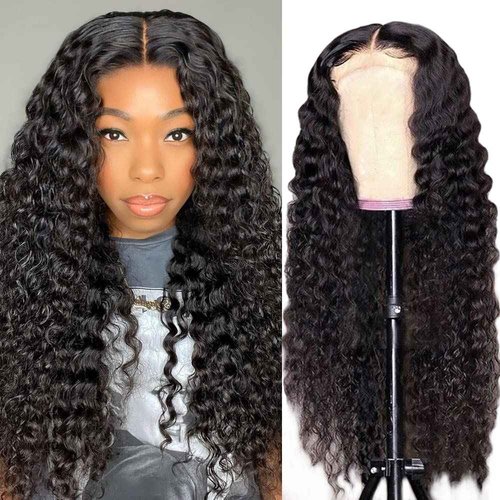Bangjazz 4X4 Lace Front Wigs Human Hair Water Wave Wig 180% Density Brazilian Virgin Hair Pre Plucked with Baby Hair Wigs for Black Women Deep Water Wig 18 Inch Natural Color (18 Inch,Water Wave Wigs)